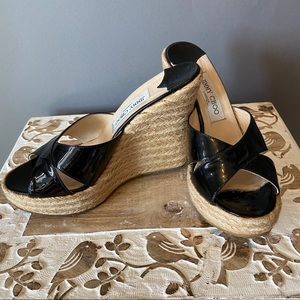 Black Patent Jimmy Choo Wedges